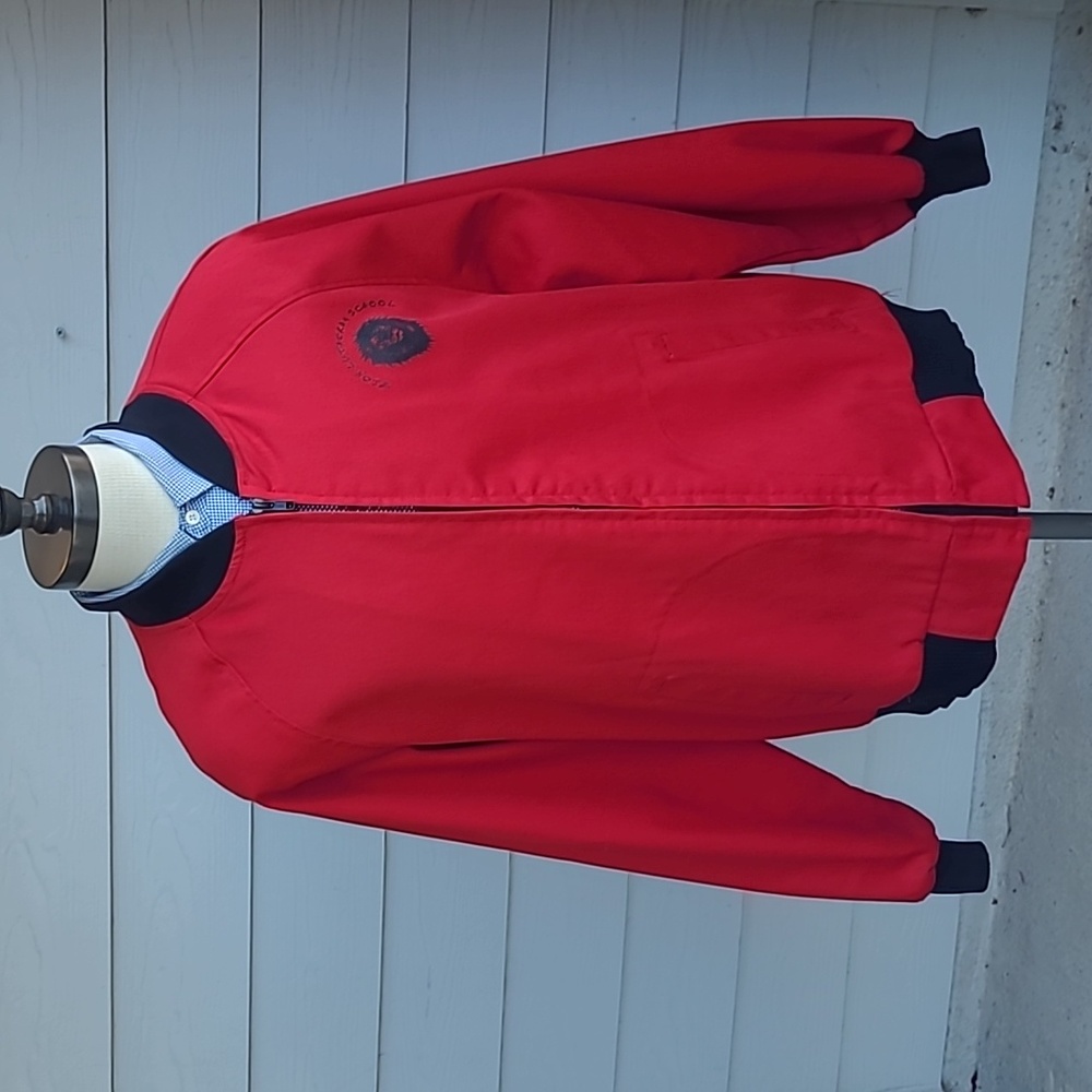 DEUCES & JACKS David James Red Lion Cotton Blend XL Mens Bomber Jacket 90s VTG
